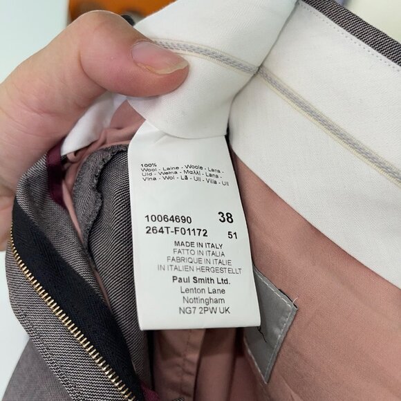 Paul Smith Womens Soho Fit Trouser Pants Size 38 Pure Wool Mid Rise Cropped - Picture 6 of 13
